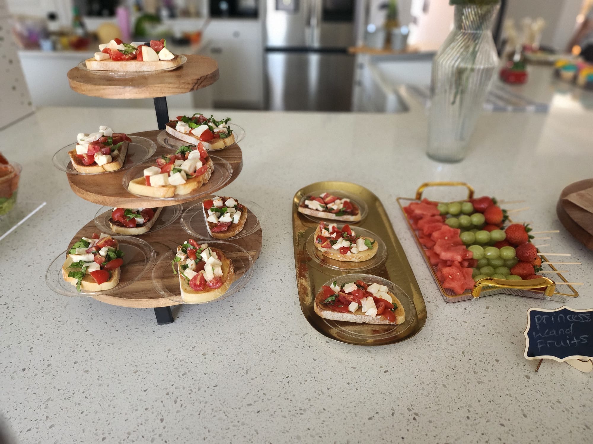 Delicious bruschetta appetizers prepared by Esther