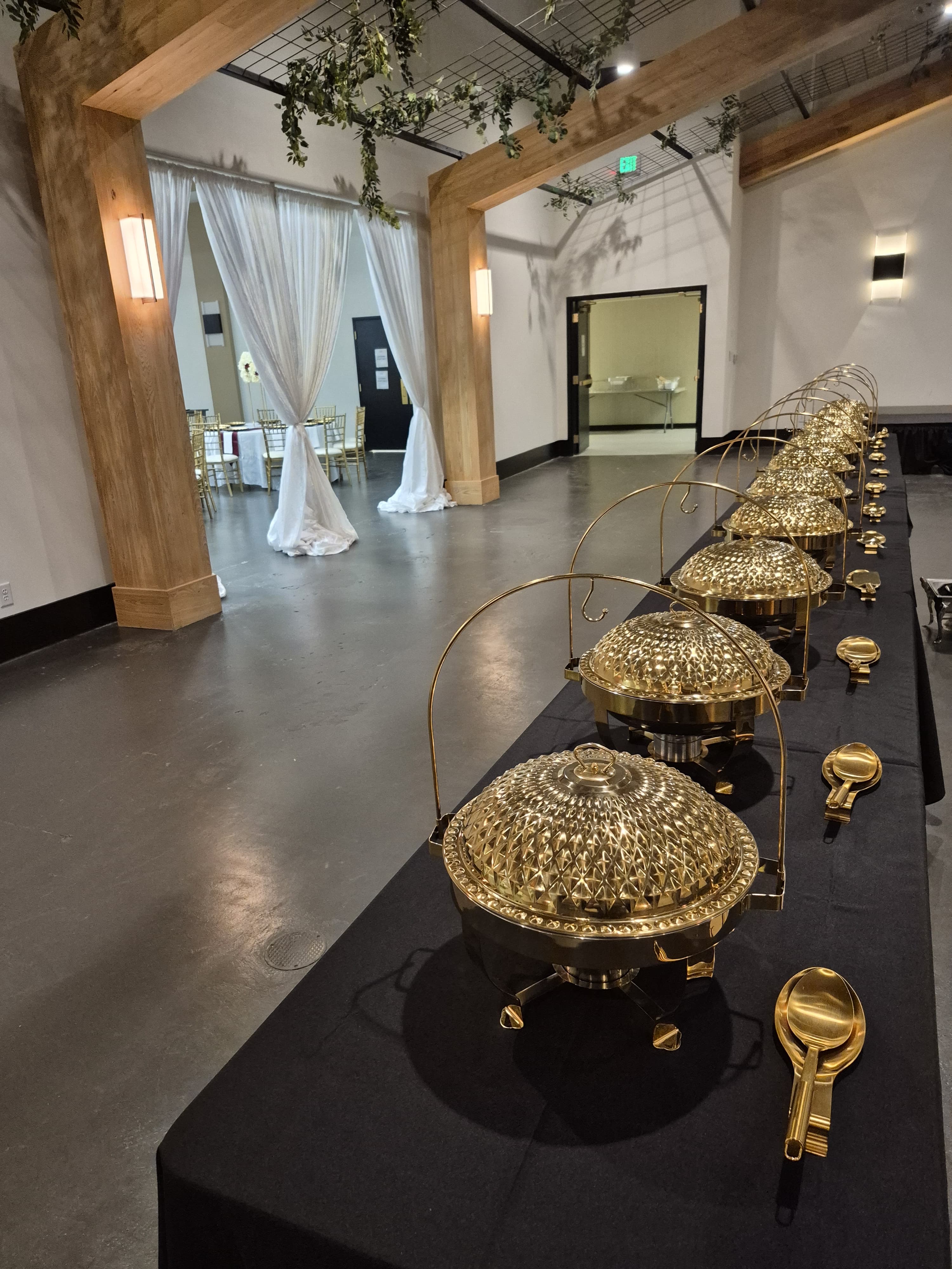 Elegant event venue with professional catering setup